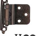 JQK 3/8 Inch Inset Cabinet Door Hinges Oil Rubbed Bronze, 4 Pack 2 Pairs Flush Face Mount Cupboard Self-Closing Kitchen Cabinet Hardware Hinges with Door Bumper, CH201-ORB-P4