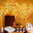 FNHMSL Easter Egg Enchanted Willow Vine Lights, 7.55FT 144LED 4 Color Easter Egg Tree Branch Lights for Wall, Remote Timer,8 Light Model, Bedroom Wall Doors Wedding, Christmas, USB Battery Box