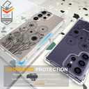 Compatible with Samsung Galaxy S24 Ultra Cases with Design, Cute Transparent Designer Phone Case for Women Girls Girly with Heavy Duty Protective Bumper (Clear Black Simple Flowers)