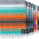Benevolence LA Authentic Handwoven Mexican Blanket | Yoga Blankets, Outdoor, Picnic, Beach, Camping | Equestrian Saddle | Serape 50x70 inches - Mandarin, Pack of 1