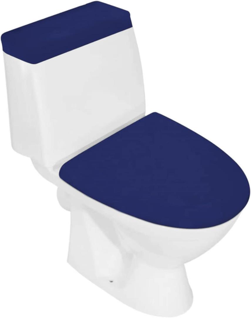 Toilet Lid Set, Two-Piece Cover, Washable, Spandex, Fits Most, Navy Blue