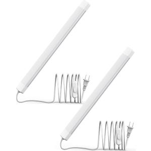 ASOKO 16 Inch Under Cabinet Lights,Plug and Play Under Counter Lighting,6000K Cool White with 700LM Bright,ETL Light Bar with ON/Off Switch for Kitchen, Desk,Workbench-2 Pack