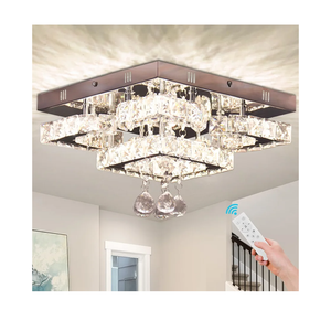 CXGLEAMING 11.8" Modern Crystal Chandelier LED Ceiling Light Fixture Suitable for Kitchen Corridor Hallway Bedroom Bathroom Dining Room 4 Petals/Raindrop Ball Square Remote Control/APP (dimmable)