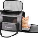 BurgeonNest Cat Carriers for Small Cats Under 15, Medium Puppy Under 25 lbs Large Pet 20 lbs Soft Sided Pet Carrier with Unique Side Bag (Medium, Grey)