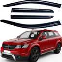Lightronic Extra Durable Outside-Mount Auto Vent Window Visor, Fits 2009-2020 Dodge Journey, UV Protection Rain Guard, Original Wind Deflector, No-Drill Easy Install, Dark Smoke, 4-Pcs