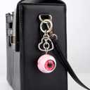 2pcs Goth Eyeball Keychain, Halloween Creepy Horror Bag Charm with Heart Key Ring Halloween Accessories for Men Women