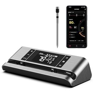 Dewjom Wireless intelligent meat thermometer with dual sensor probe, 500 feet remote monitoring, dedicated app, real-time food and room temperature tracking for