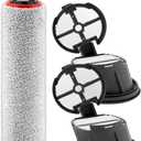 (3 Pack) H14 Pro Replacement Roller Brushes and HEPA Filters Compatible with Dreame H14 Pro Cordless Wet and Dry Vacuum Cleaner, 1 Roller Brush, 2 HEPA Filters, Replacement Parts