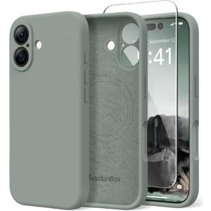 Magnetic for iPhone 17 Case, Compatible with MagSafe, [Full Camera Protection][Screen Protector] Silicone Shockproof Protective Phone Case for iPhone 17 6.3", Calke Green