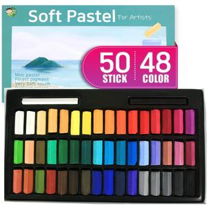HA SHI Soft Chalk Pastels, 48 colors with additional 2pcs, Non Toxic Art Supplies, Drawing Media for Artist Stick Pastel for Professional, Kids, Beauty Nail Art, Pan Chalk Pastels
