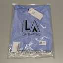 LA BAISEO Womens Casual Cap Short Sleeve Striped Tops Summer Open Back T-Shirts Crew Neck Basic Shirts L