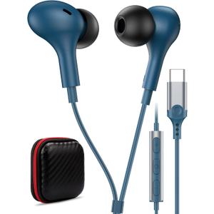 USB C Headphone for Samsung S26 S25 FE S24 A16 A17 Wired Earbuds Magnetic in-Ear Type C Earphone with Microphone Volume Control Bass Stereo Noise Canceling for iPhone 17 Pro Max 16 16e 15 Pixel 10a 9a