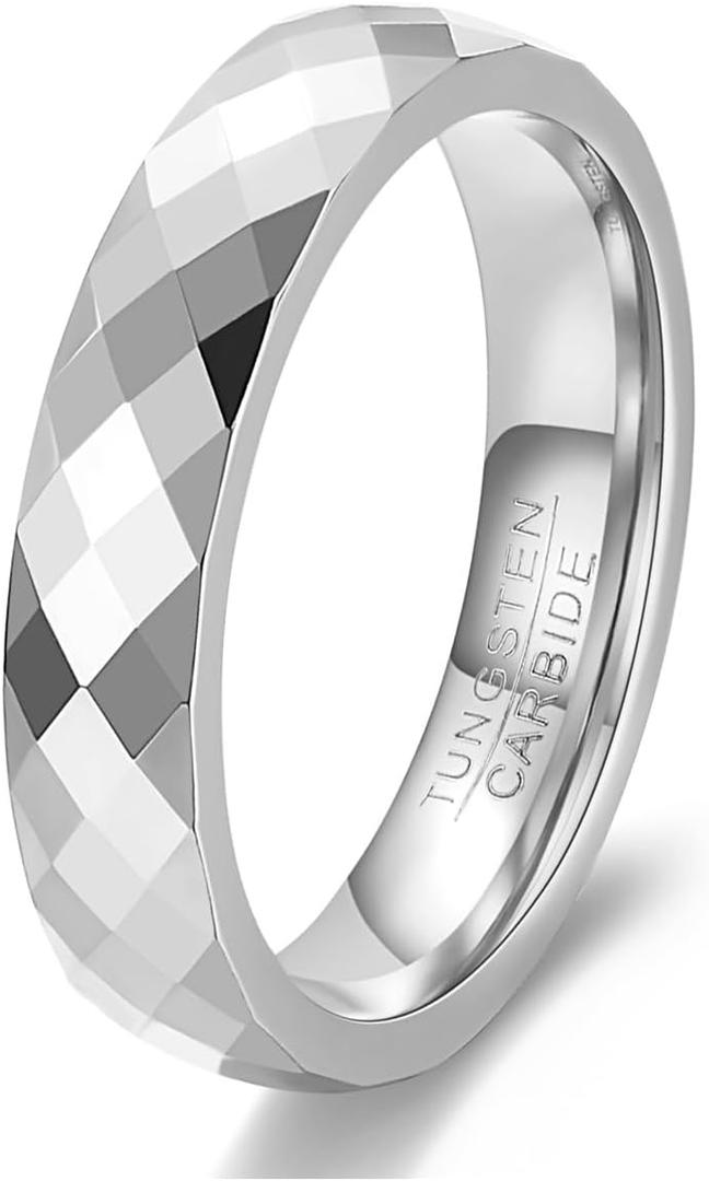 4mm 6mm Hammered Tungsten Carbide Ring For Men Women Plain Domed High Polished Wedding Bands Engagement Ring Size 5-15