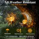 Solar Hanging Sun and Moon Lights Garden Outside Decor,2 Pack Metal Lanterns Outdoor Sunflower Art Decorations for Porch Backyard Patio Wall Tree,Unique Gardening Gifts for Women Mom Grandma