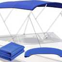3 Bow Bimini Top Replacement Canvas - 900D Polyester Canvas without Frame, Waterproof & UV-Proof Sun Shade Boat Canopy with Storage Boot, for Jon Boats, Pontoon Boats (Blue, 6'L x 46-67"W x 72"H)