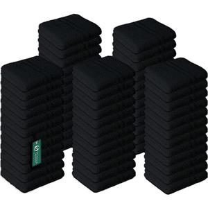 100% Cotton Washcloths - 60 Pack|400 GSM|Soft Face & Body Washcloths|Highly Absorbent|12 x 12 in|Black