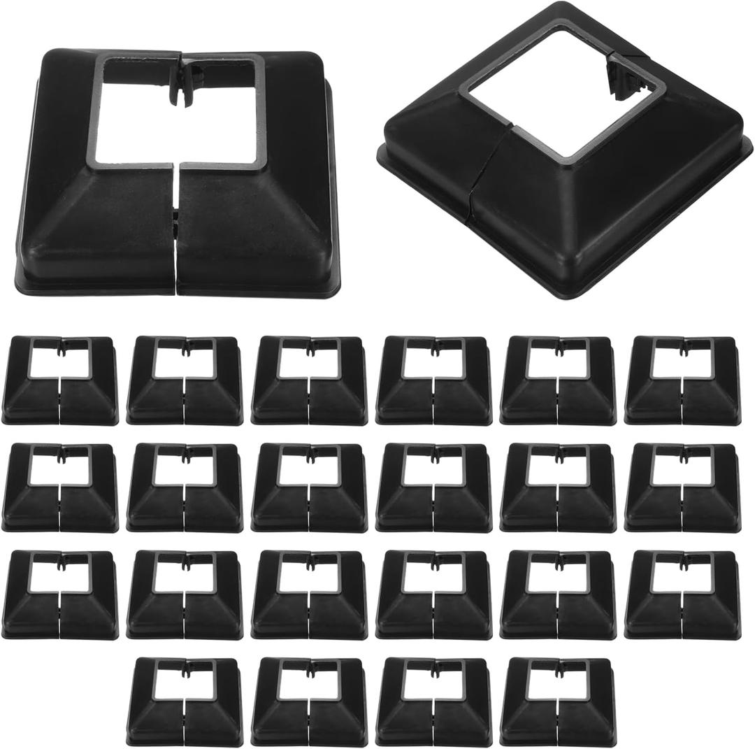 uxcell 24Pcs Post Base Cover, 3.5"x3.25" (Internal Size 1.5"x1.5") PVC Split Style Post Skirt, Porch Column Wrap for Post Fence Deck Cable Railing Baluster Stair Rails, Black