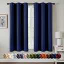 MIULEE Navy Blue Blackout Curtains for Bedroom Living Room 63 Inches Long 2 Panels, Thermal Insulated Room Darkening Drapes Grommet Noise Reducing Light Blocking Window Treatments 40x63 Inch