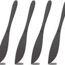 4-Piece Steak Knives Set, Black Stainless Steel Knives Set, Dinner Knife set for 4, Polished Shiny Blade & Handle, Plain Edge Steak Knives Set of 4, Dishwasher Safe