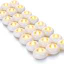 Homemory 24Pack 2 Flameless Led Floating Candles, 200 Hour Plastic Battery Operated Flickering Waterproof Tealights for Cylinder Vases, Centerpieces at Wedding, Party, Pool, Holiday (White Base)