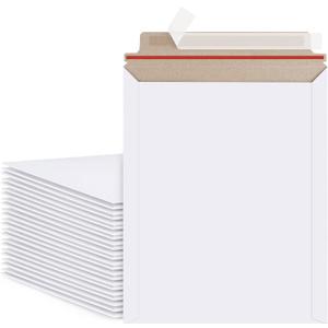 Photo Document Mailers 9.25x11.75 White Cardboard Envelopes 25 Pack Rigid Self Seal Mailing Envelopes, Stay Flat Shipping Envelopes for Documents