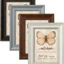 5x7 Picture Frame Set of 4 with 2 Mats, Rustic Farmhouse Photo Frame with Tempered Glass, Distressed Vintage Frame 3.5x5 & 4x6 with Mat or 5x7 without Mat for Wall or Tabletop Display Home Office Gift