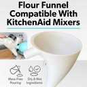 Flour Funnel for KitchenAid Mixer 5 Qt, Anti-Splash Attachment for Tilt-Head Stand Mixer 4.5 & 5 Quart (KSM150), Dishwasher Safe No-Mess Baking Tool, Easy Pour Accessory (Black)