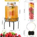 2 Gallon Glass Beverage Dispenser with Stand & Fruit Infuser, Stainless Steel Spigot - Glass Drink Dispensers for Parties, Drink Dispensers with Lids for Lemonade Sun Tea