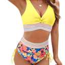 Edelqual Women High Waisted Bikini Sets Two Piece Swimsuits Tummy Control Bathing Swim Suits 2026 Summer Modest Swimwear Small