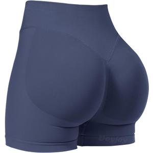 VOYJOY Women Workout Impact Shorts 3.6"/ 4.5"/ 6" Scrunch Butt Lifting Gym Seamless Booty Biker Shorts (Medium, Blue Grey)