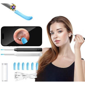 Pack of 2 Ear Wax Removal Tool - Ear Camera with 360° Visual Ear Cleaning Kit - 6 Silicone Covers - Ear Wax Removal Kit - Ear Wax Cleaner Earwax Removal Kit White