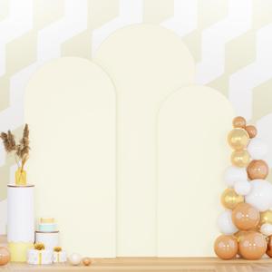 Set of 3 Wedding Arch Cover 6ft/6.6ft/7.2ft Ivory Arch Cover Chiara Arch Backdrop Cover Spandex Arch Stand Cover Balloon Arch Covers Stretchy Backdrop for Wedding Ceremony Birthday Party Events