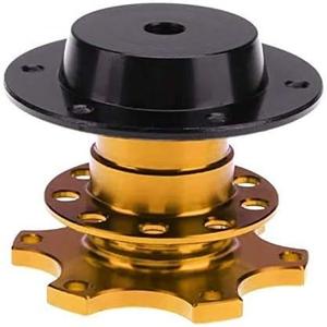 BestTeam Universal Steering Wheel Snap Off Quick Release Hub Adapter Boss Kit With 6-hole Steering Wheel Hub (Gold)