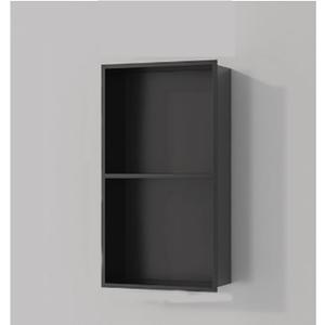 Wall Insert Niche Shelf, Recessed Vertical Shower NicheShower Niche No Tile Needed, Stainless Steel Wall Nichefor Bathroom, Kitchen(Black,70 * 28cm/27.5 * 11in)