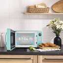 Galanz GLCMKA07GNR-07 Retro Microwave Oven, LED Lighting, Pull Handle Design, Child Lock, Surf Green, 0.7 cu ft