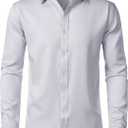 ZEROYAA Men's Wrinkle Free Long Sleeve Dress Shirt Business Casual Modern Slim Fit Button Down Shirts for Wedding and Office (Large, Light Grey)