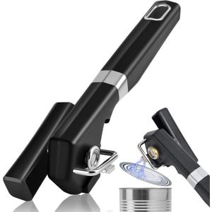 2 in 1 Safety Can Opener Manual Smooth Edge & Bottle Opener, No-Trouble-Lid-Lift Manual Can Opener with Magnet, Large Rubber Handle & Stainless Steel Blade, Side Cut Hand Can Opener for Kitchen