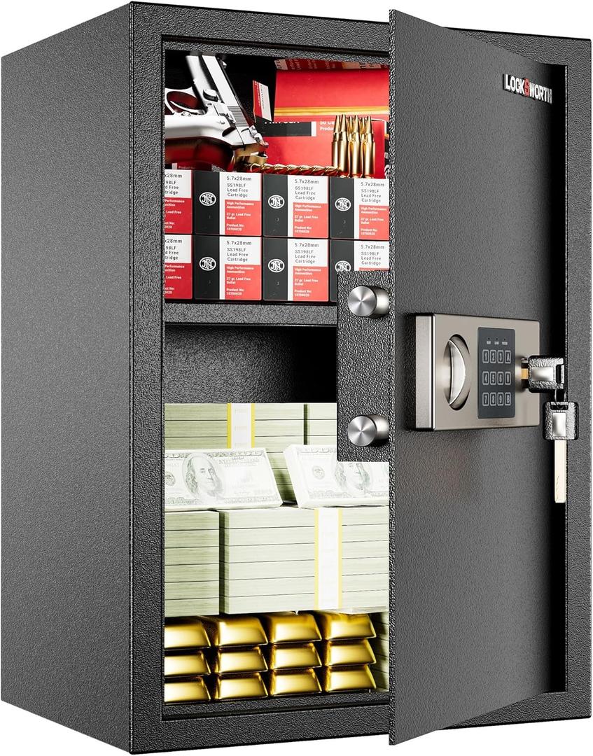 Safe for Home, 1.9 Cubic Feet Safety Box for Money, Jewelry, Documents and Guns, Security Safe for Office, Hotel, 13.8"W x 12.2"D x 19.7"H