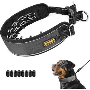 Mayerzon Patented No Pull Collar for Small Medium Large Dogs Beagle German Shepherd Rottweiler, Martingale Anti Pull Dog Collar with Buckle for Walking Training, Reflective, Adjustable, Waterproof | Large,3mm,18.5"-22.75"Neck