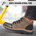 Steel Toe Boots for Men Women Comfortable Puncture Proof Safety Work Shoes for Indestructible Construction Working and Daily Wear (Brown)