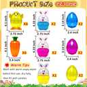 24 Pack Easter Fillable Containers Plastic Bunny Chick Carrot Shaped Treat Box Colorful Diamond Egg Novelty Easter Hunt Basket Stuffers Filler Shell for Classroom Prize Spring Party Favor