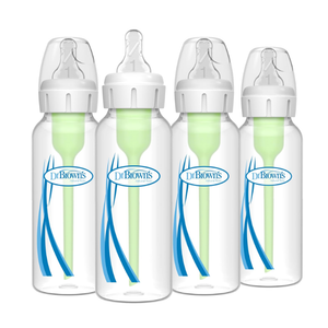 Dr. Brown's AntiColic Options+ Narrow Glass Baby Bottle with Level 1 Slow Flow Nipple, BPAFree, 8 oz/250 mL, 0m+, 4Pack 