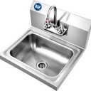 COOLCHEF Commercial Sink, Stainless Steel Wall Mounted Hand Basin, 17" x 15" Sink Bowl with Faucet for Restaurants, Kitchen, Bars and Home