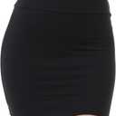 Trendy Street Basic Double-Layer Cotton Simple Stretchy Tube Pencil Mini Skirt (Medium Short, Black)