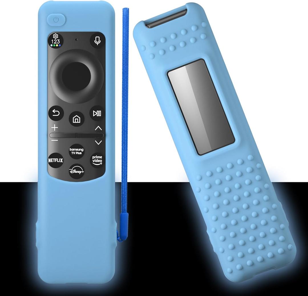 2 x 2023 Samsung Smart TV Solar Remote BN59-01432 BN59-01436B BN59-01392B TM2360E TM2360F Silicone Protective Cover with Lanyard(Luminous Blue)