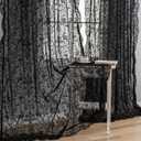 Black Sheer Curtains 84 Inches Long - Shabby Chic Knitted Floral Lace Curtains Privacy Goth/Witchy Dark Window Curtains for Living Room Rod Pocket French Decor 1 Pair, 59 x 84 Inch