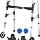 FSA/HSA Eligible Folding Walker with 2 Precut Tennis Balls, 5" Wheels Lightweight Walkers for Seniors and Adults, Supports Up to 350 Pounds, Adjustable Height, Compact Standard Walker