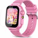 Goodatech Kids Smart Watch for Boys Girls, 1.54'' Smartwatch with 26 Puzzle Games, HD Camera, Video Music Player, Pedometer, Flashlight, Audio Book, Aluminum Case and Sport Band (Pink)