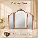 Wonderjune LED Trifold Vanity Mirror 3 Way, 24 x 30 in, Golden