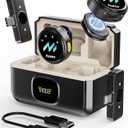 Wireless Lavalier Microphone for iPhone & Android Phones, Noise Reduction & Hi-Fi Audio & 24H Duration & 50M Range, Clips-on Magnetic Lapel Mic for Video Recording/Live Stream/Vlog/Podcast/Interview (Black)